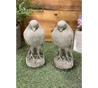 STONE GARDEN PAIR OF BIRD DOVE PIGEON STATUE ORNAMENT