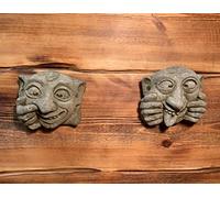 STONE GARDEN PAIR OF GARGOYLE GOTHIC WALL HANGING PLAQUE PLAQUES ORNAMENT