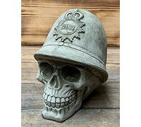 STONE GARDEN POLICE MAN POLICEMAN SKULL GOTHIC HUMAN HEAD ORNAMENT STATUE