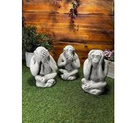 Stone Garden Set Of 3 Monkey Chimps See Hear Speak No Evil Ornaments