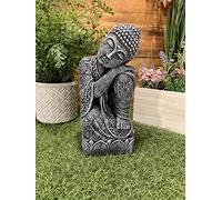 STONE GARDEN SLEEPING WELSH BUDDHA STATUE HAND CAST ORNAMENT HIGHLIGHTED