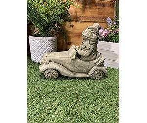 STONE GARDEN WIND IN THE WILLOWS ‘TOAD/FROG’ IN CAR CONCRETE STATUE ORNAMENT