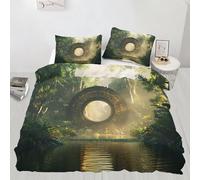 Stone Gate Architecture Bedding Set for Kids Tropical Rainforest Comforter Cover Set Single Size Ancient Civilization Duvet Cover Bedspread Cover Bedding Collection 2Pcs,No Comforter
