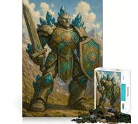 Stone Golem Warrior with Sword And Shield Jigsaw Puzzle for Teenagers 1000 Pieces Mental Logic Toy Stress Release Firm Cut Santa Wish Gift 50x75cm