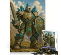 Stone Golem Warrior with Sword And Shield Jigsaw Puzzle for Teenagers 1000 Pieces Mental Logic Toy Stress Release Firm Cut Santa Wish Gift 50x75cm