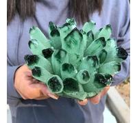 Stone Green Phantom Quartz Crystal Cluster Potted Decorative Ornaments(600-700g)