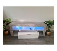 Stone Grey LED TV Cabinets,High Gloss Door With RGB Led Lights Storage