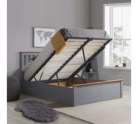 Stone Grey Wood Small Double Ottoman Bed and Mattress Bundle Phoenix Nebula 120cm 4ft