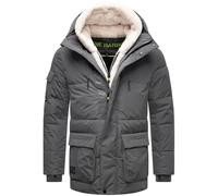 STONE HARBOUR Lauroo Men's Winter Jacket Warm Quilted Jacket with Hood and Fluffy Faux Fur Insert XX S-3XL, anthracite, S