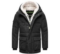 STONE HARBOUR Lauroo Men's Winter Jacket Warm Quilted Jacket with Hood and Fluffy Teddy Fleece Insert XX S-3XL, black, M
