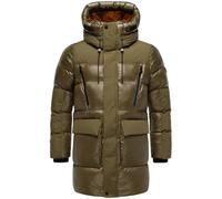 STONE HARBOUR Nelioon Men's Winter Jacket Long Warm Quilted Jacket in Shiny Look with Chest Pockets, Magnetic Fasteners and Hood Nelioon XX S-3XL, khaki, XXL