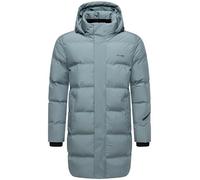 STONE HARBOUR Thadeek Men's Long Quilted Winter Coat with Waterproof Closure, Sleeve Pocket and Removable Hood XX S-3XL, Stormy Blue, XXL