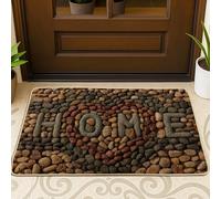 Stone Heart Doormat, Brown Home Entrance Mat for Indoor & Outdoor Decor, Rubber Waterproof Non-Slip Dust Control Doormats, Easy Care 29x17 Inch