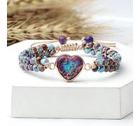 Stone Heart-Shape Pendant Beaded Bracelets Natural Stone Women Chakra Braided Bracelet for Men Handmade Jewelry
