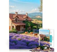 Stone House in Lavender Field 1000 Piece Jigsaw Puzzles for Adults Jigsaw Think Toy Calm Relax Clean Cut Wall Art Decor 50x75cm