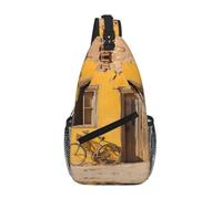 Stone House with Bike Crossbody Sling Bag Crossbody Shoulder Chest Bag Shoulder Strap Waist Fanny Pack Men Women