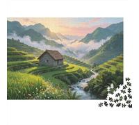 Stone Hut in Mountain Rice Terraces 1000 Piece Jigsaw Puzzle Cardboard Scenery For Adults Family Activity Indoor Mindfulness Birthday Gift 38x26cm/1000pcs