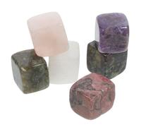 Stone Ice Cubes 6 Pcs Reusable Quartz for Whiskey and Drinks | Rose Quartz Gift Set, Cube Shape, Smooth Finish, for Home Bar Cart and Spirits