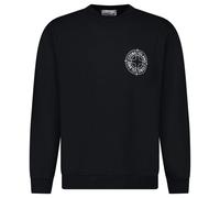 Stone Island Compass Print Cotton Fleece Crewneck Sweatshirt in Black