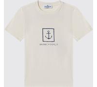 STONE ISLAND JUNIOR Boy's Cotton T-Shirt with Contrasting Logo - Size: 6 - male