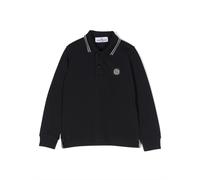 Stone Island Junior logo-patch long-sleeve polo shirt - Blue 10