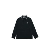 Stone Island Junior logo-patch long-sleeve polo shirt - Blue 6-8-10-12