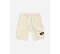 Stone Island Junior Stone Island Boys Linen Logo Pocket Shorts in Ivory - Ivory - 14 Yrs