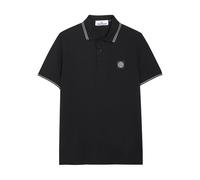 Stone Island Logo-appliquéd Piqué Cotton Polo Shirt - Black - M