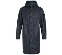 Stone Island Long Logo Waxed Cotton Canvas Coat - Navy - S