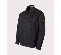 STONE ISLAND Mens Brushed Organic Cotton Canvas 'Old' Effect Overshirt - Colour: V0129 Black - Size: Medium