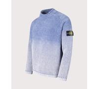 STONE ISLAND Mens Chenille Degradé Print Jumper - Colour: V0024 Dark Blue - Size: Large