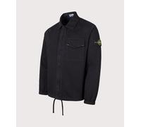 STONE ISLAND Mens Cotton Herringbone Overshirt - Colour: V0029 Black - Size: Medium