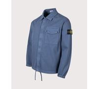 STONE ISLAND Mens Organic Cotton Twill Overshirt - Colour: V002E Slate Blue - Size: Medium