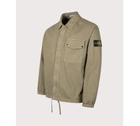 STONE ISLAND Mens Cotton Herringbone Overshirt - Colour: V005G Military Green - Size: Medium