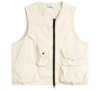 Stone Island Men's Cotton Nylon Micro Ripstop Utility Vest Ivory Large