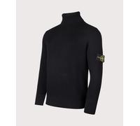 STONE ISLAND Mens Full Rib RWS Wool Turtle Neck Jumper - Colour: V0029 Black - Size: Large
