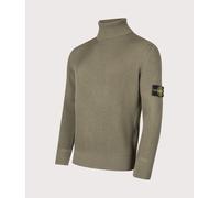STONE ISLAND Mens Full Rib RWS Wool Turtle Neck Jumper - Colour: V005G Military Green - Size: Large