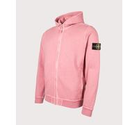 STONE ISLAND Mens Malfilé ‘Old’ Treatment Full Zip Hoodie - Colour: V018G Oleander - Size: Large