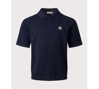 STONE ISLAND Mens Micro Stitch Organic Cotton Compass Polo Shirt - Colour: V0020 Navy Blue - Size: Large