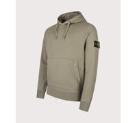 STONE ISLAND Mens Organic Cotton Fleece Hoodie - Colour: V005G Military Green - Size: Medium