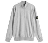 Stone Island Men's Organic Soft Cotton Half Zip Knit Melange Pearl Grey