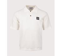 STONE ISLAND Mens Micro Stitch Organic Cotton Compass Polo Shirt - Colour: V0093 Ivory - Size: Medium