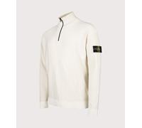 STONE ISLAND Mens Relaxed Fit Quarter Zip Knit Jumper - Colour: V0093 Ivory - Size: Large