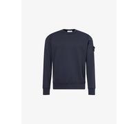 Stone Island Mens Stone Island Brand-Patch Crewneck Cotton-Fleece Sweatshirt Navy Blue 2XL