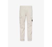 Stone Island Mens Stone Island Paracadute Brand-Patch Cotton Cargo Trousers Pearl Grey 36