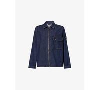 Stone Island Mens Stone Island Patch-Pocket Zip-Up Denim Shirt Blue Rinse M