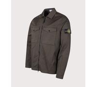 STONE ISLAND Mens Stretch Organic Cotton Satin Overshirt - Colour: V0078 Coal Grey - Size: Large