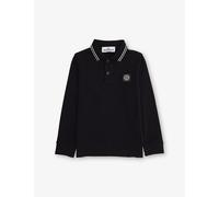 Stone Island Stone Island Brand-Patch Contrast-Stripe Cotton Polo Shirt 4 Years Black 4 Years