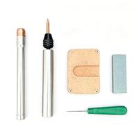 Stone Knapping Tool Kit, Flint Knapping Set, Dragon Crystal Stone Age Tool Kit, With Aluminum Handle & Pure Copper Heads, Leather Pad, For Beginners And Pros 5Piece