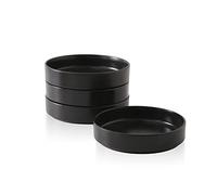 Stone Lain Celina Stoneware Bowl Set, 4-Piece Pasta Bowls for Kitchen, Ceramic Serving for Ramen, Fruit, Cereal, Dinner - Microwave & Dishwasher Safe, Black